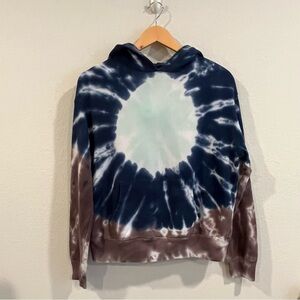 Monrow sunburst tie dye relaxed fit hoodie shades of blue and purple size small